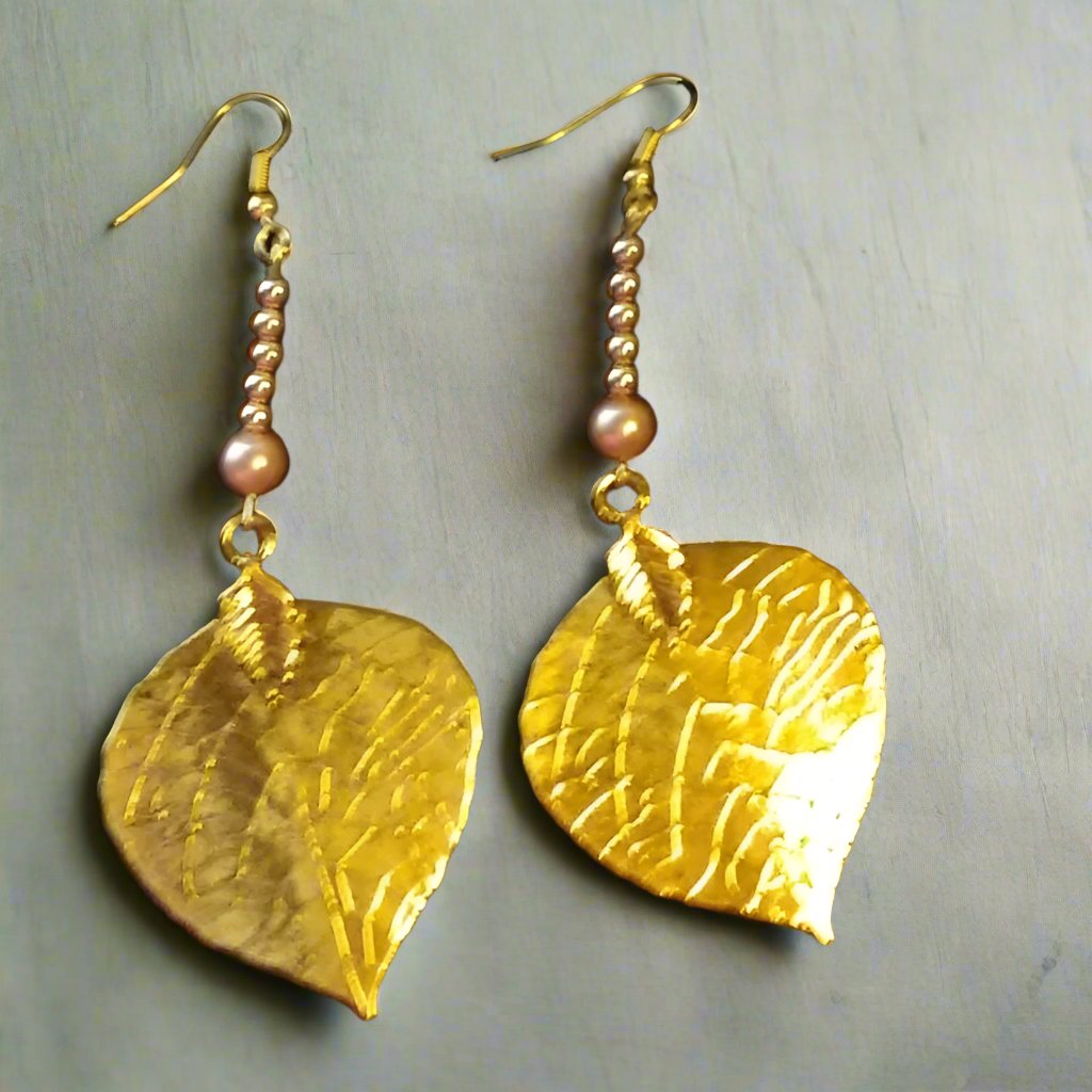long dangle leaf earrings
