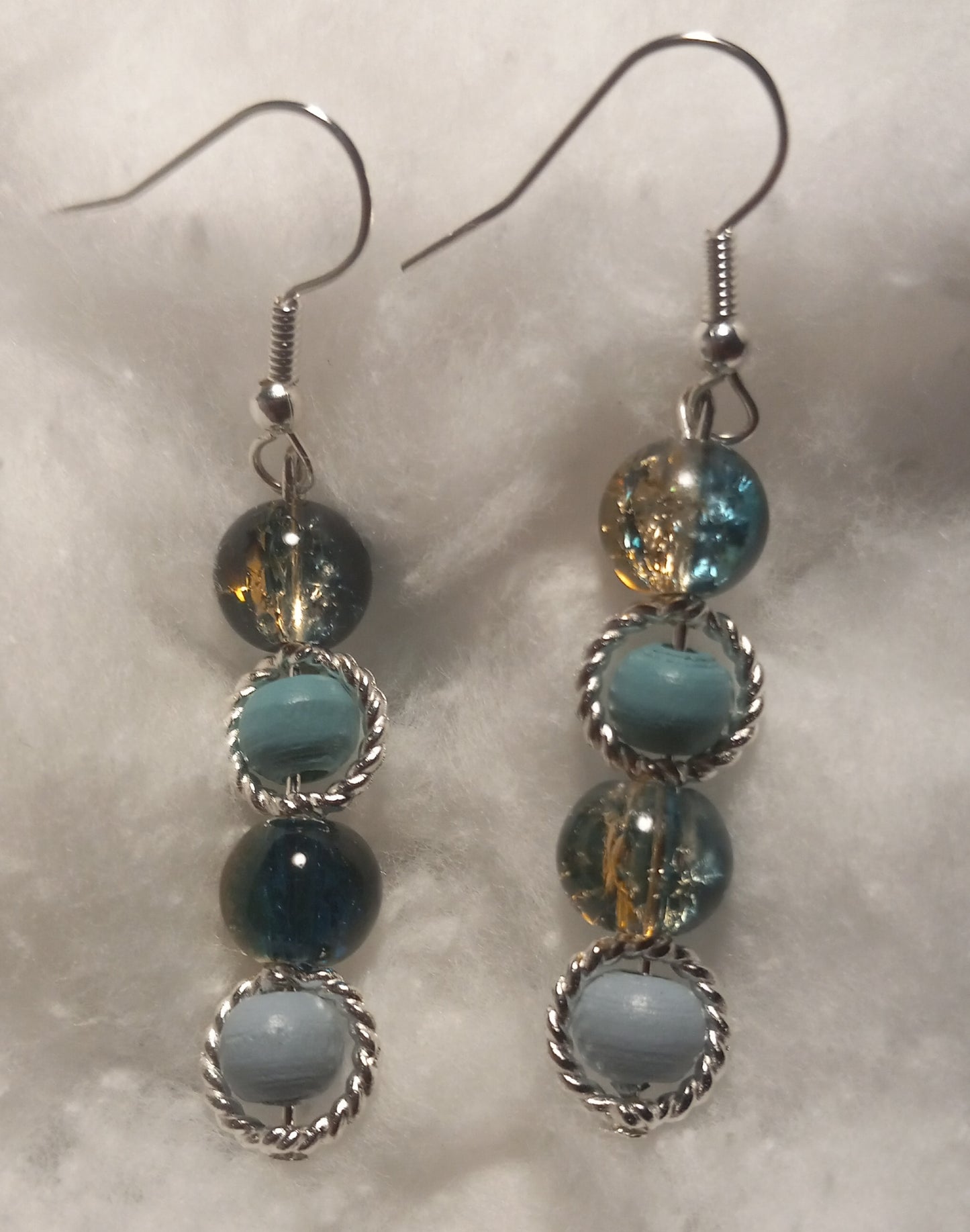 Blue Abstract Bobble Dangle Earrings